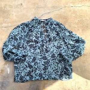 Zara Woman’s Ruffle Flower Print Long Sleeve Blouse